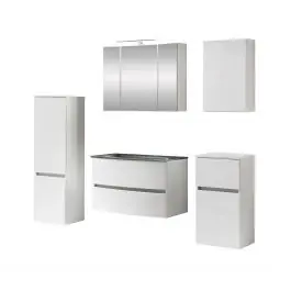Badkombination Kornel 12 5-teilig mit grauem Waschbecken - weiß Neue Kollektion