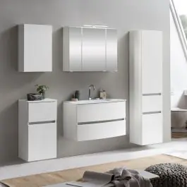 Badkombination Kornel 13 5-teilig mit weißem Waschbecken - weiß Kostenloser Versand