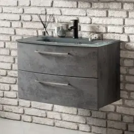 Waschbeckenschrank Stivan 80cm grau Waschbecken - Beton Aktuell