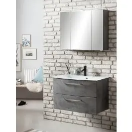 Badkombination Stivan 2-teilig mit weißem Waschbecken - Beton Wochenendangebot