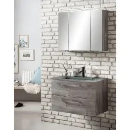 Sonderaktion Badkombination Stivan 2-teilig mit grauem Waschbecken - Eiche grau