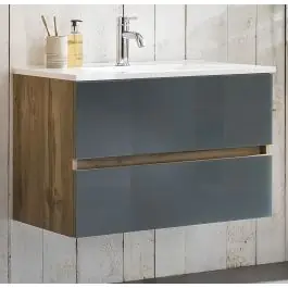 Direkt Vom Hersteller Waschtischunterschrank Helina 80cm mit 2 Schubladen - Eiche/grau