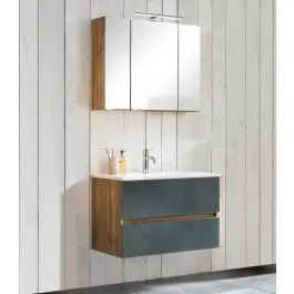 Gratis Versand Helina 1 2-teiliger Badezimmerschrank - Eiche/Grau