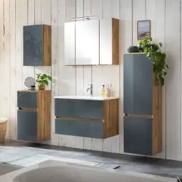 Badkombination Helina 4 5-teilig - Eiche/grau Preis Gesenkt