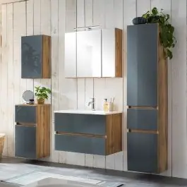 Zertifiziert Badkombination Helina 5 5-teilig - Eiche/grau