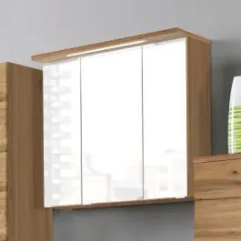 Spiegelschrank Bobbi 60cm Modell 1 3 Türen und LED-Beleuchtung - Eiche Neue Kollektion