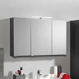 Spiegelschrank Bobbi 90cm Modell 2 3 Türen und led Beleuchtung - graphit Markenprodukt
