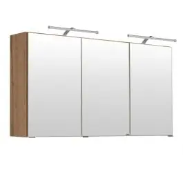 Spiegelschrank Bobbi 120cm Modell 2 3 Türen und led Beleuchtung - Eiche Beliebt