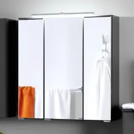 Bestpreis Spiegelschrank Bobbi 60cm Modell 2 3 Türen und led Beleuchtung - graphit