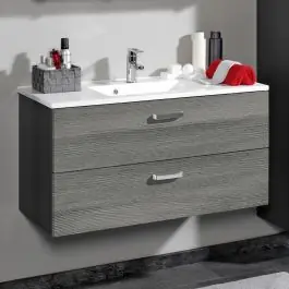 Kostenfreie Lieferung Waschtischunterschrank Bobbi 80cm 2 Schubladen - graphit/quecksilber