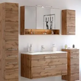 Badkombination Sefa 4 mit Waschtisch und Spiegelschrank - wotan Eiche Direkt Vom Hersteller