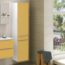 Säulenschrank Hansen 40cm 2 Türen und 1 Schublade - gelb/weiß Kostenloser Rückversand