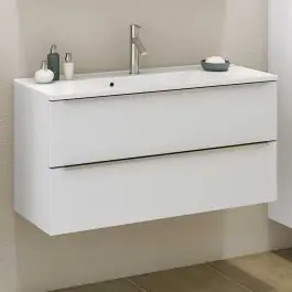 Waschbeckenschrank Hansen 100cm 2 Schubladen - weiß Direkt Vom Hersteller
