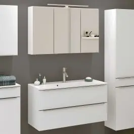 Neu Im Sortiment Badezimmerkombination Hansen 2 Waschbecken und Spiegelschrank 100cm - weiß