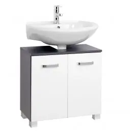 Waschbeckenschrank Bobbi 60cm 2-türig - graphit/hochglanz-weiß Sichere Zahlung