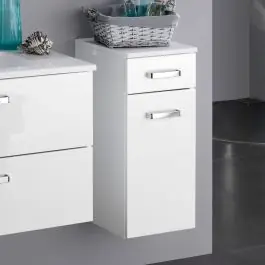 Billig Badezimmerschrank Bobbi 30cm 1 Schublade und 1 Tür - weiß