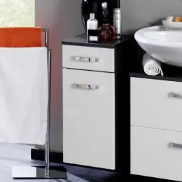 Badezimmerschrank Bobbi 30cm 1 Schublade und 1 Tür - graphit/hochglanz-weiß Highlight