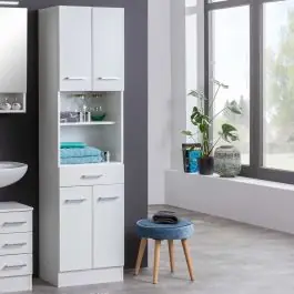 Säulenschrank Ricca 50cm 4 Türen und 1 Schublade - weiß Angebot