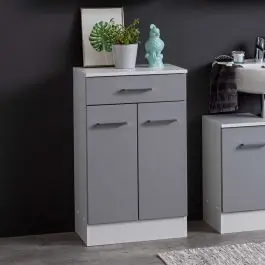 Saisonangebot Badezimmerschrank Ricca 50cm 2 Türen und 1 Schublade - weiß/hellgrau