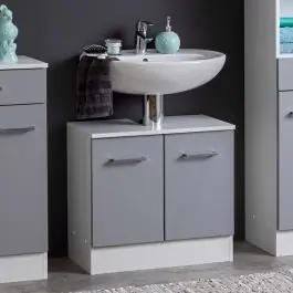 Preisknaller Waschbeckenschrank Ricca 60cm 2 Türen - weiß/hellgrau