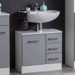Must-Have Waschbeckenschrank Ricca 60cm 1 Tür und 3 Schubladen - weiß/hellgrau
