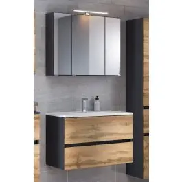 Heißes Angebot Badkombination Luna 2-teilig 60cm - graphit/quecksilber