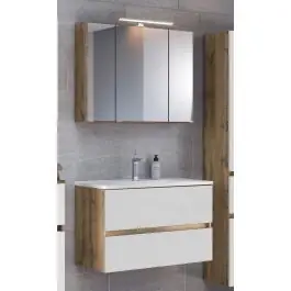 Badkombination Luna 2-teilig 80cm - Eiche/Weiß Direkt Vom Hersteller