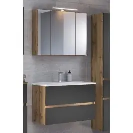 Badkombination Luna 2-teilig 80cm - Eiche/grau Heißes Angebot