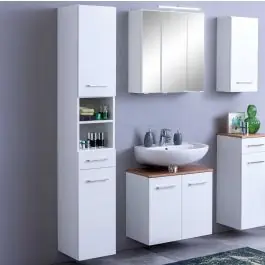 Säulenschrank Pares 30cm 2 Türen und 1 Schublade - weiß Solange Der Vorrat Reicht