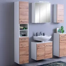 Säulenschrank Pares 30cm 2 Türen und 1 Schublade - Eiche weiß/wotan Jetzt Kaufen