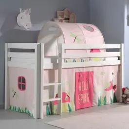 Halbhochbett Charlotte mit Schlafzelt und Betttunnel Spring - weiß Highlight