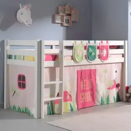 Halbhochbett Charlotte mit Schlafzelt und Aufbewahrungstaschen Spring - weiß Markenware