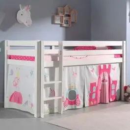 Halbhochbett Charlotte mit Schlafzelt und Betttunnel Princess II - weiß Ausverkauf