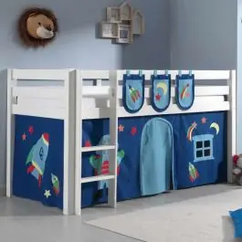 Versand Am Gleichen Tag Halbhochbett Charlotte mit Schlafzelt und Aufbewahrungstaschen Astro - weiß