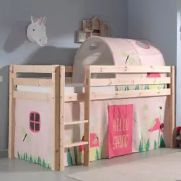 Halbhochbett Charlotte mit Schlafzelt und Betttunnel Spring - Kieferholz Günstig