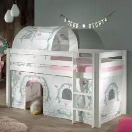 Halbhochbett Charlotte mit Schlafzelt und Betttunnel Birdy - weiß Günstig