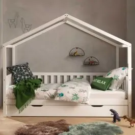 Preis Gesenkt Hausbett Dallas 2 90x200 mit Bettkasten - weiß