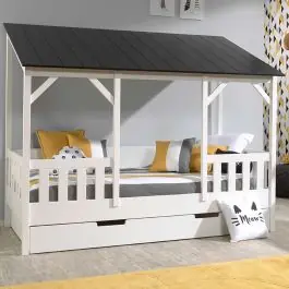 Hausbett Malia 90x200 mit Bettkasten - schwarzes Dach Nur Für Kurze Zeit