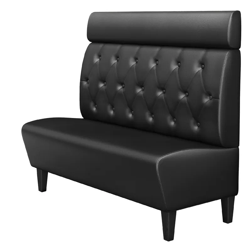 Zertifiziert MIAMI | Gastrobank | B:H 200 x 128 cm | Schwarz | Chesterfield Raute | Leder