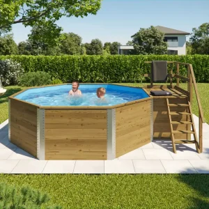 Garantierte Lieferung weka Massivholzpool 593 B Gr.1, Sparset inkl. Sandfilteranlage und Technikraum