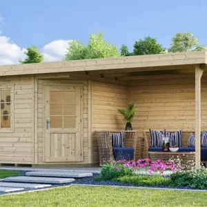 Echt weka Design-Gartenhaus 213 B 6,5x3,4m, Naturbelassen
