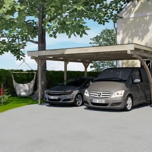 Echt weka Doppelcarport 616 A mit Rundbogen