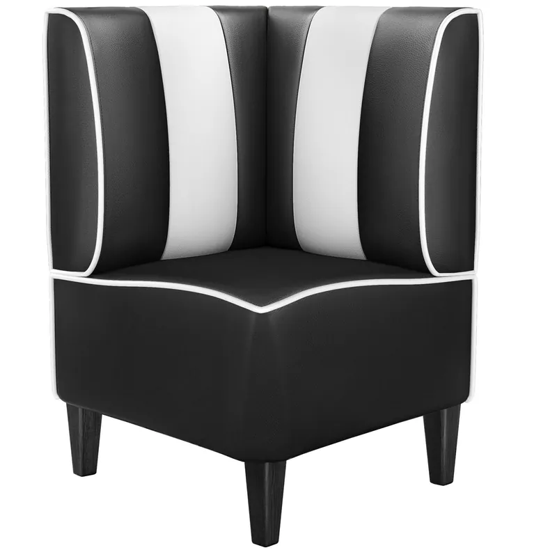 Super-Preis AMERICAN 1 | Diner Eckbank | B:H 64 x 103 cm | Gestreift | Schwarz | Leder