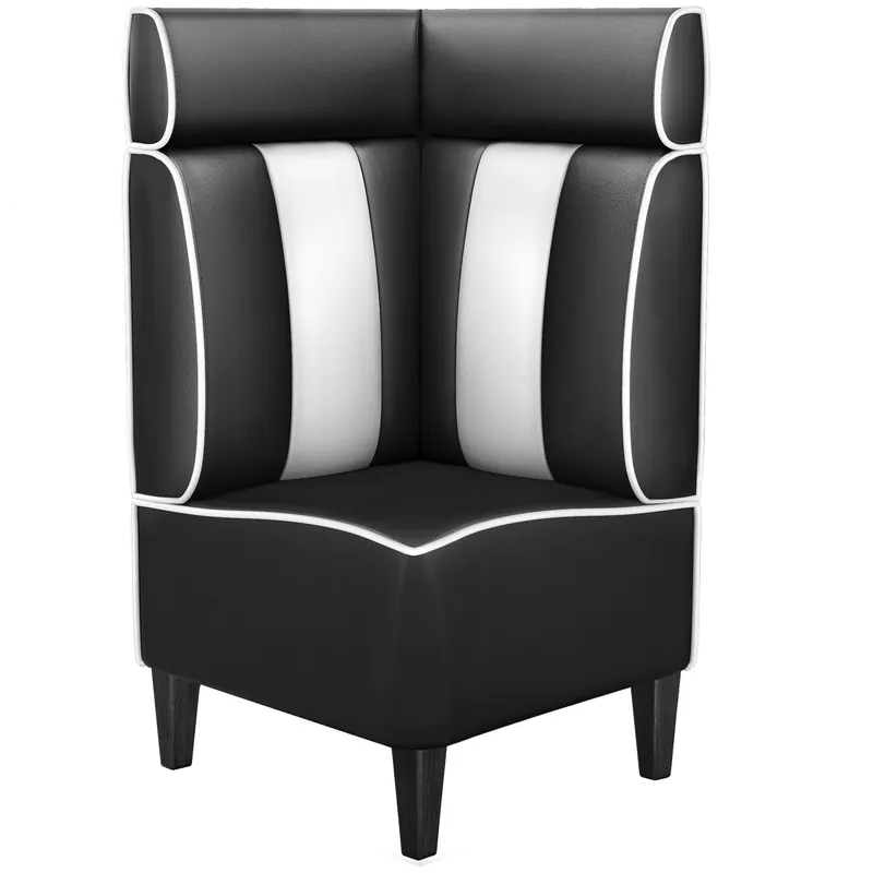 AMERICAN 1 | Diner Eckbank | B:H 64 x 128 cm | Gestreift | Schwarz | Leder Schneller Versand