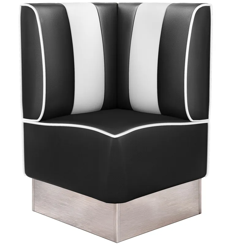 AMERICAN 3 | Diner Eckbank | B:H 64 x 103 cm | Gestreift | Schwarz | Leder Neue Kollektion