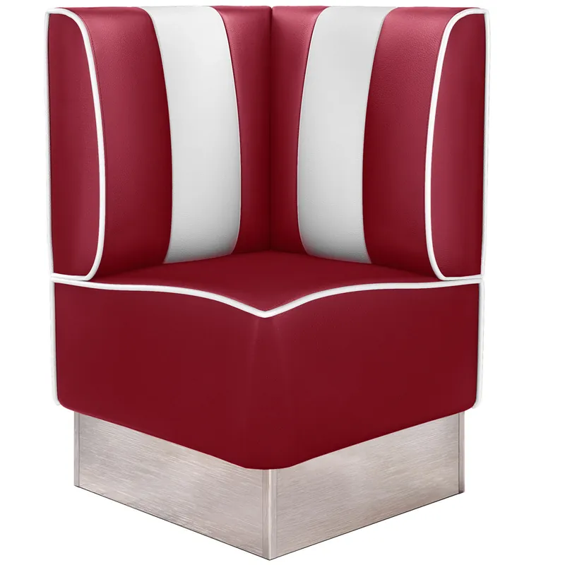 AMERICAN 3 | Diner Eckbank | B:H 64 x 103 cm | Gestreift | Rot | Leder Geprüft