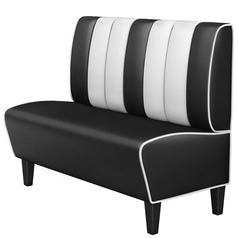 AMERICAN 1 | Dinerbank | B:H 120 x 103 cm | Gestreift | Schwarz | Leder Neu Im Sortiment