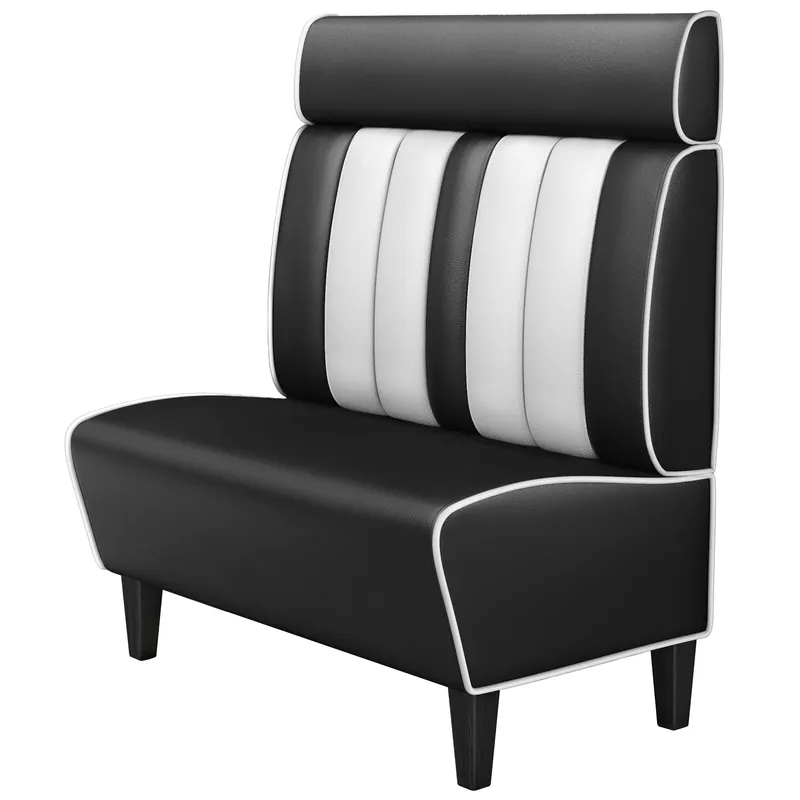 AMERICAN 1 | Dinerbank | B:H 100 x 128 cm | Gestreift | Schwarz | Leder Online Kaufen