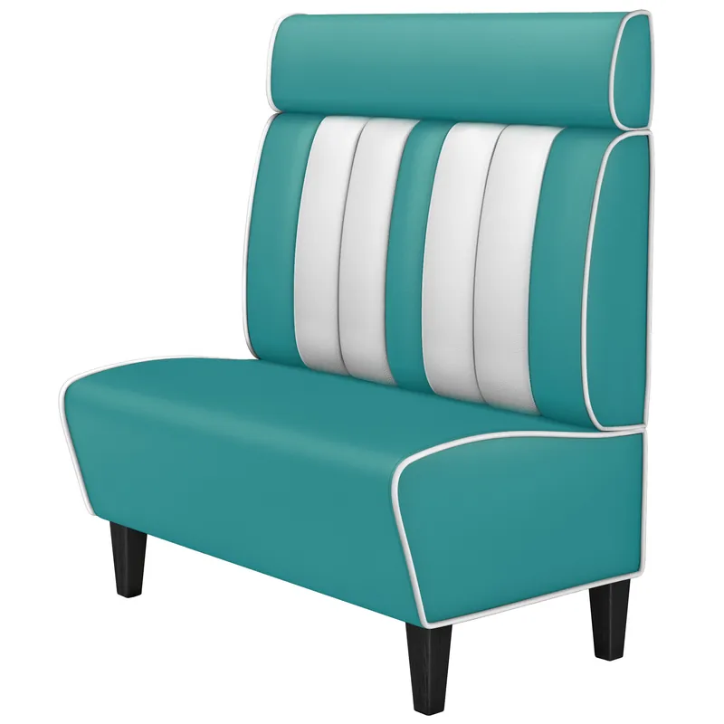 Solange Der Vorrat Reicht AMERICAN 1 | Dinerbank | B:H 100 x 128 cm | Gestreift | Türkis | Leder