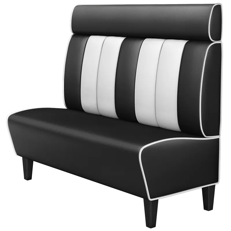 Schnäppchen AMERICAN 1 | Dinerbank | B:H 140 x 128 cm | Gestreift | Schwarz | Leder